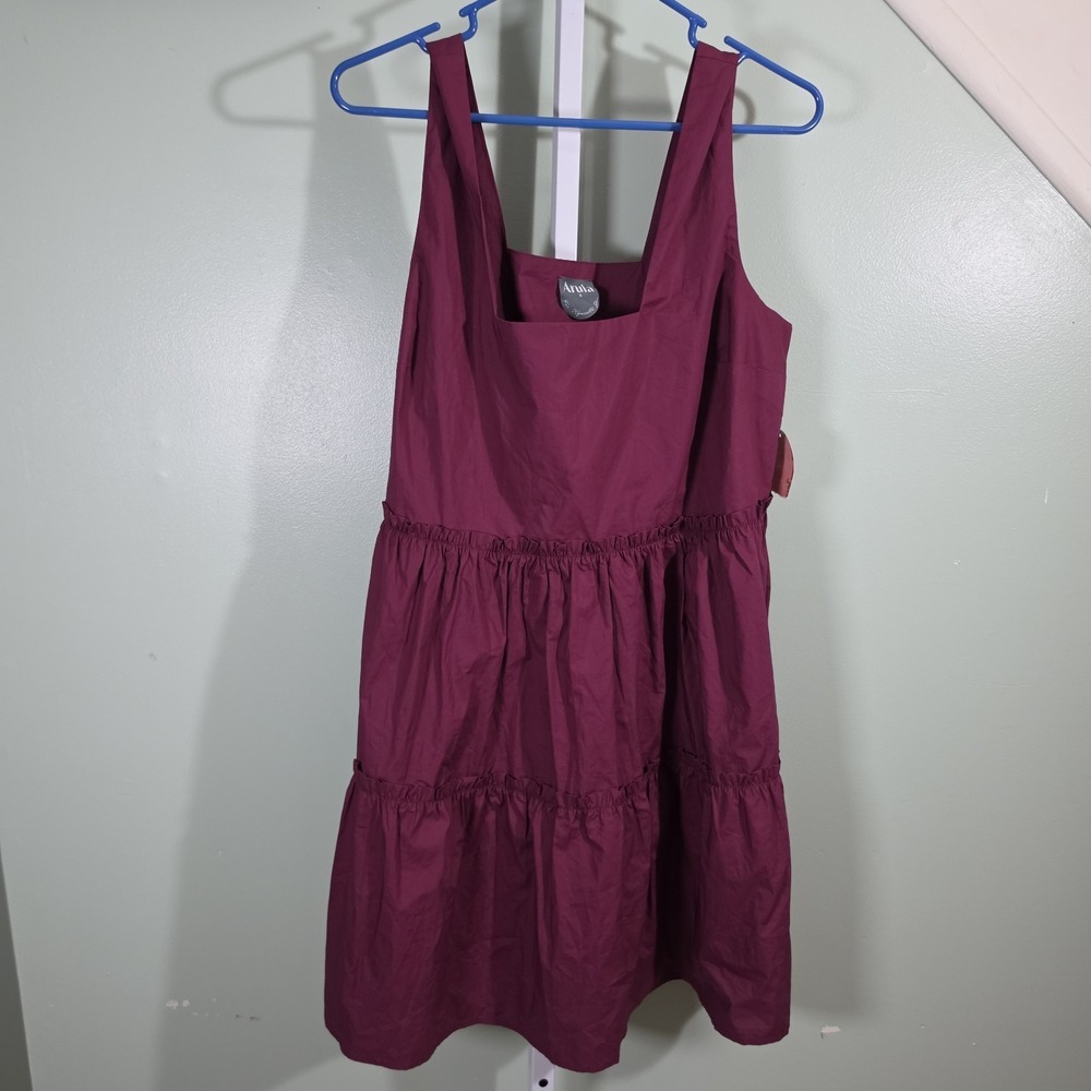 Arula Women's Tiered Sleeveless Square Neck Mini Dress Berry Size X (X-Large)